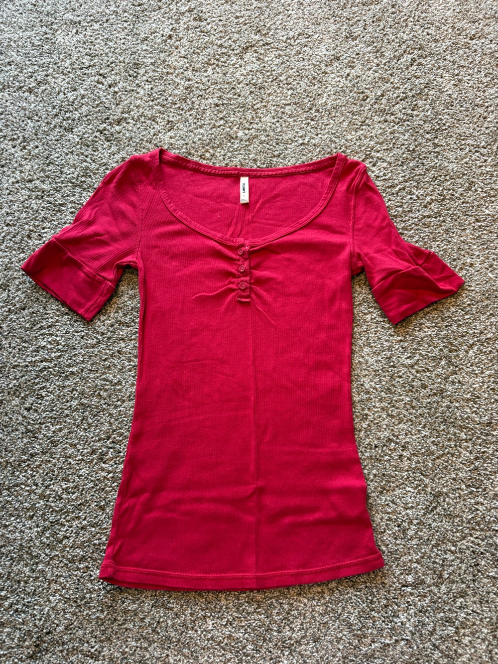 Old Navy Raspberry Red Short-Sleeve Henley Tee